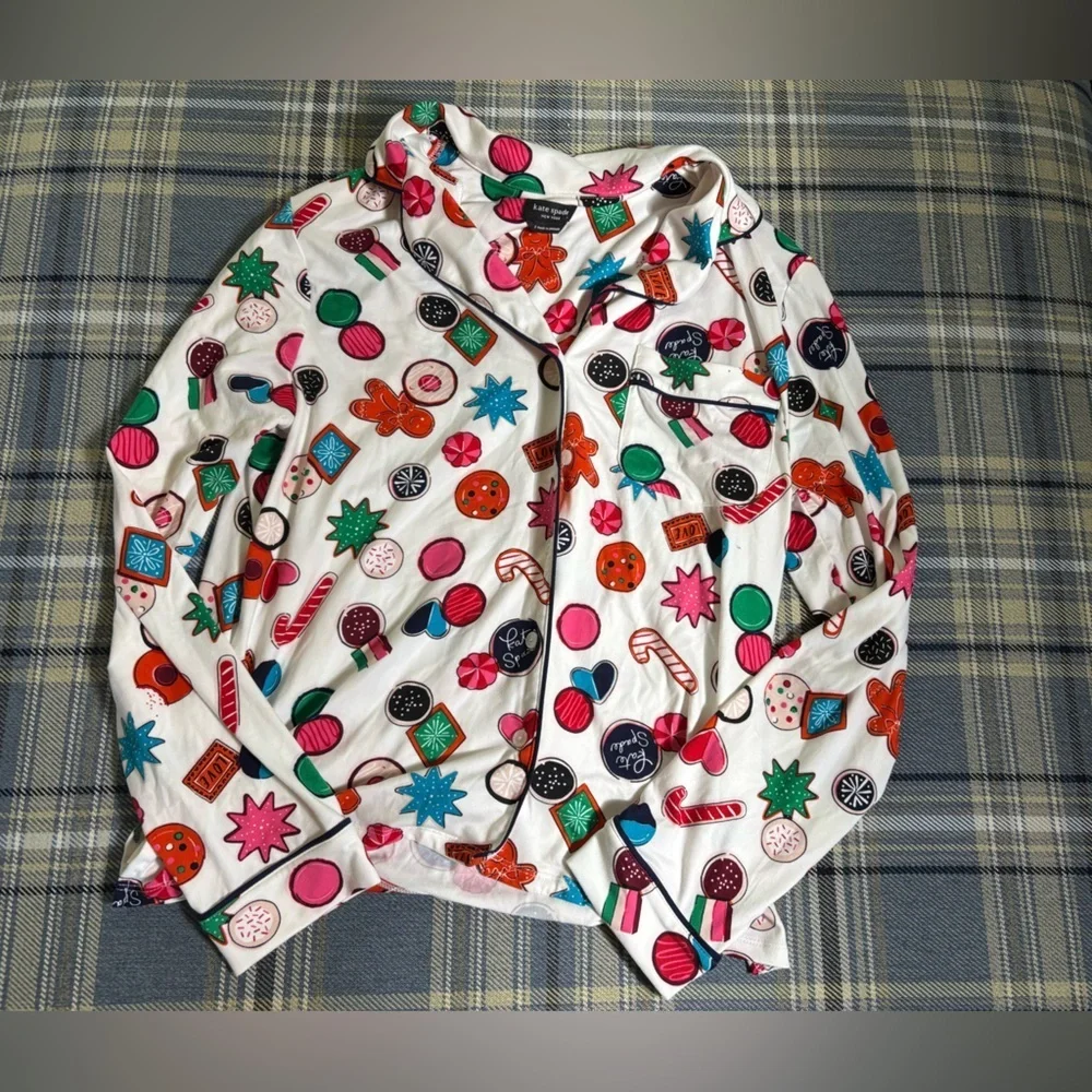 Kate Spade Christmas Print Pajama Top Christmas Treats
